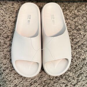 White Slide Sandals